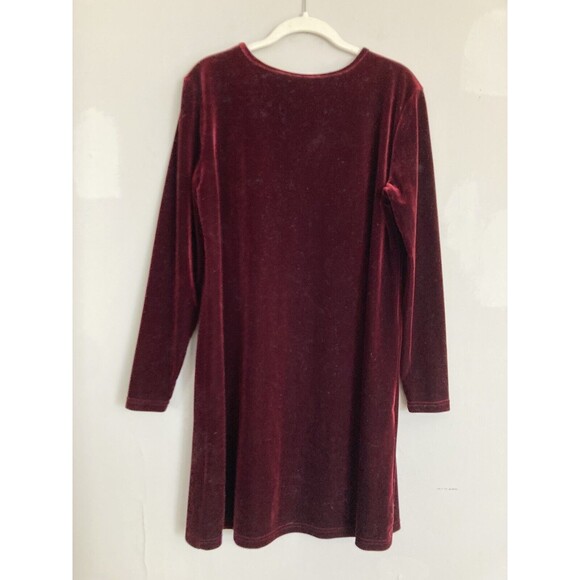 DJ Int’l Velvet Mini Dress MEDIUM Burgundy Long Sleeve Whimsy Goth Grunge 90’s - Picture 4 of 4